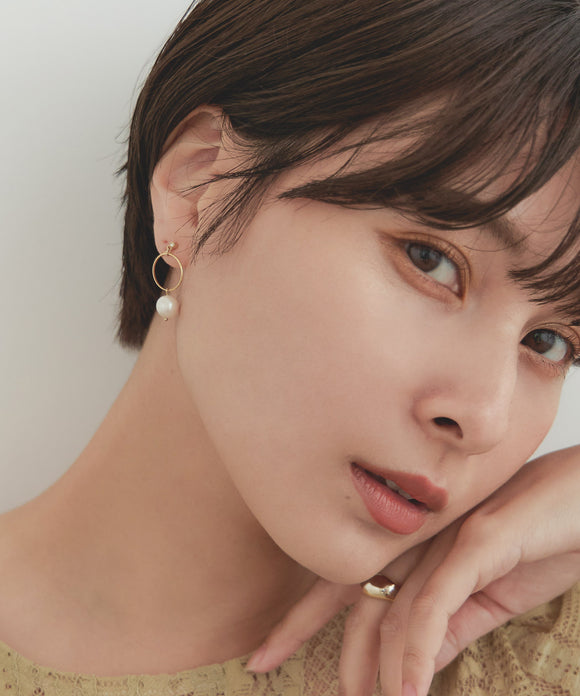 niana リングパールノンホールピアス ゴールド