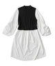 Fashion Letter シャツベストドッキングチュニック ブラック