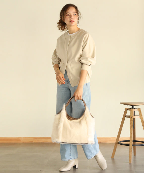aity plusニット×フェイクファーバッグ