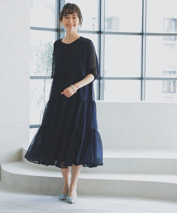 niana ティアードワンピース ネイビー