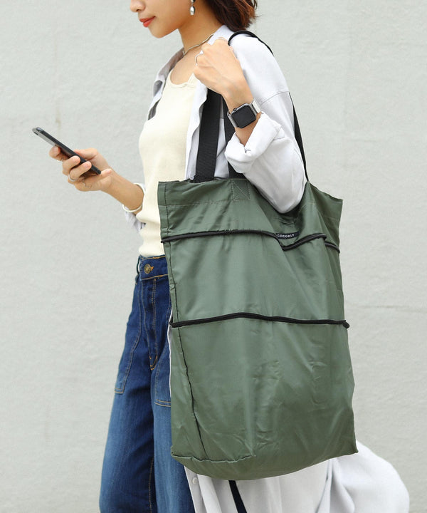 Fashion Letter コンパクトレジカゴエコBAG カーキ