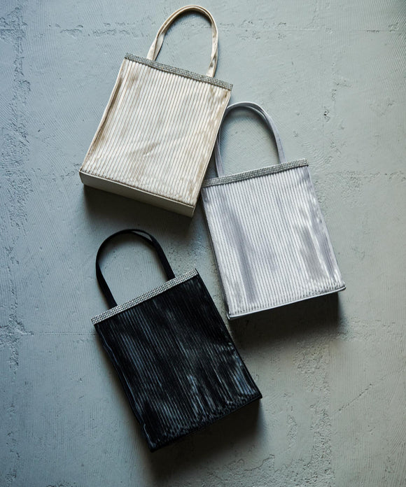 niana ビジュープレード使いプリーツパーティーサブバック グレー