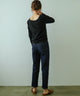 Fashion Letter カットリブパフショルダーカットソー ブラック