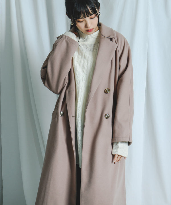 Fashion Letter ラグランWコート ライトモカ
