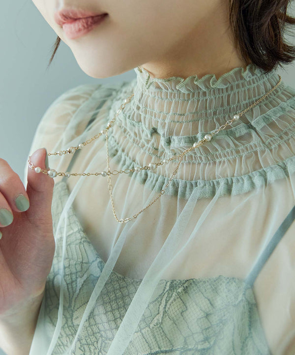niana パールチェーン２連ネックレス ゴールド