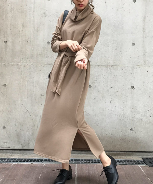 Fashion Letter サカリバオフタートルワンピース ベージュ