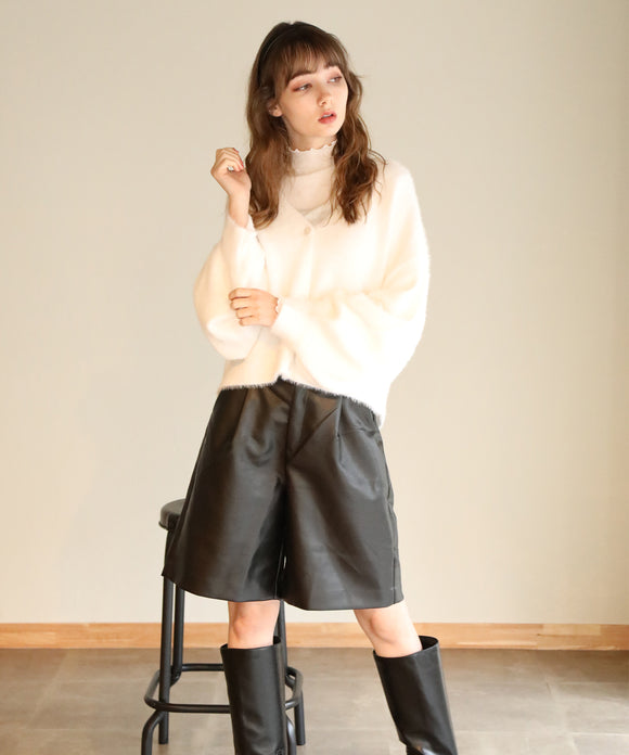 aity シャギーヤーンショート丈カーデ アイボリー