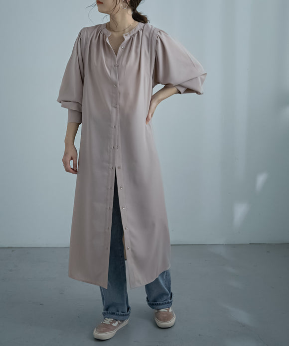 Fashion Letter 2WAYボリューム袖ワンピース グレージュ