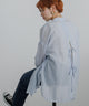 Fashion Letter バックオープンシアーシャツ ブルー