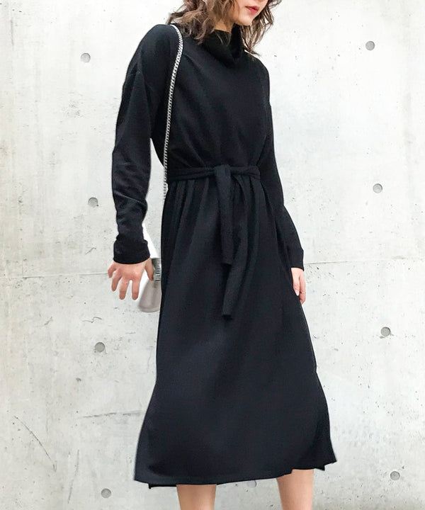 Fashion Letter サカリバオフタートルワンピース ブラック